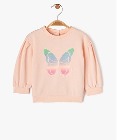 GEMO Sweat à manches bouffantes avec motifs colorés bébé fille Rose