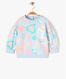 GEMO Sweat à manches bouffantes avec motifs colorés bébé fille bleu standard