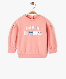 sweat a manches bouffantes avec motifs colores bebe fille roseJ829101_1