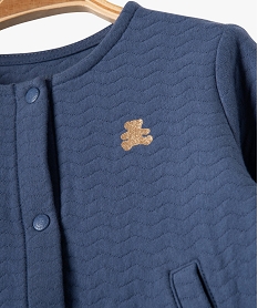sweat boutonne en jersey matelasse bebe fille - lulucastagnette bleuJ829201_2