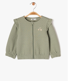 GEMO Sweat zippé avec volants sur les épaules bébé fille vert standard
