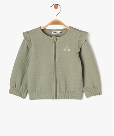 sweat zippe avec volants sur les epaules bebe fille vert sweatsJ829301_1