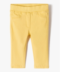 pantalon bebe fille slim uni a taille elastiquee jaune pantalonsJ829801_1
