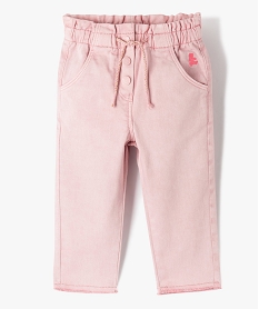 pantalon en toile avec taille elastique bebe fille - lulucastagnette rose pantalonsJ830001_1