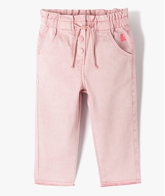 pantalon en toile avec taille elastique bebe fille - lulucastagnette roseJ830001_1