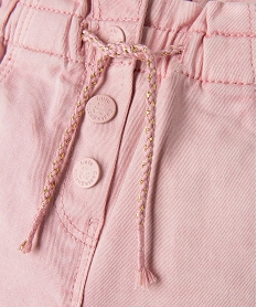 pantalon en toile avec taille elastique bebe fille - lulucastagnette rose pantalonsJ830001_2