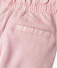 pantalon en toile avec taille elastique bebe fille - lulucastagnette rose pantalonsJ830001_3
