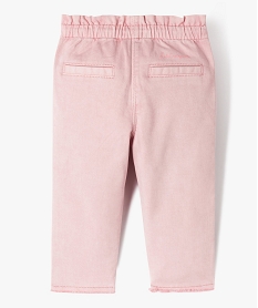 pantalon en toile avec taille elastique bebe fille - lulucastagnette rose pantalonsJ830001_4