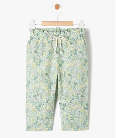 pantalon fleuri avec taille elastique bebe fille vert pantalonsJ830401_1