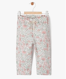 pantalon fleuri avec taille elastique bebe fille rose pantalonsJ830501_1