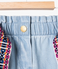 pantalon en coton leger avec ceinture brodee bebe fille bleuJ830801_2