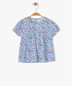 blouse manches courtes ample et fluide a imprime fleuri bebe fille bleuJ832201_1