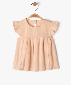 blouse manches courtes a volants bebe fille - lulucastagnette roseJ832501_1