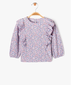 GEMO Blouse à manches longues avec volants sur les épaules bébé fille Violet