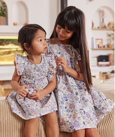 robe fleurie avec volants sur les epaules bebe fille - lulucastagnette blancJ835601_1