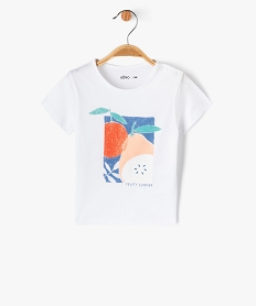 GEMO Tee-shirt manches courtes à motif pailleté bébé fille blanc standard