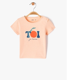 GEMO Tee-shirt manches courtes à motif pailleté bébé fille Orange