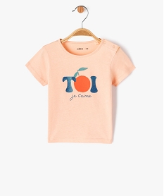 GEMO Tee-shirt manches courtes à motif pailleté bébé fille orange standard