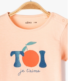tee-shirt manches courtes a motif paillete bebe fille orangeJ837001_2