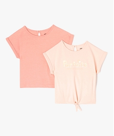 GEMO Tee-shirt manches courtes coupe loose bébé fille (lot de 2) Orange