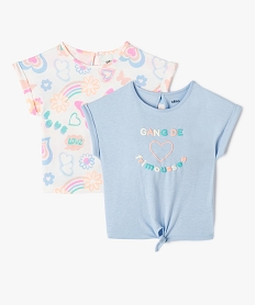 GEMO Tee-shirt manches courtes coupe loose bébé fille (lot de 2) Bleu