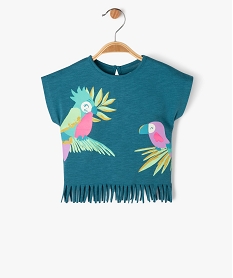 tee-shirt a franges et manches courtes bebe fille bleuJ837801_1