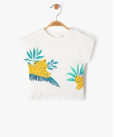 GEMO Tee-shirt à franges et manches courtes bébé fille blanc chine