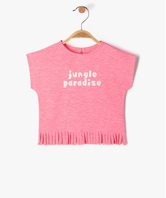 GEMO Tee-shirt à franges et manches courtes bébé fille Rose