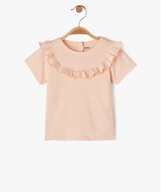 GEMO Tee-shirt manches courtes à plastron volanté bébé fille Rose