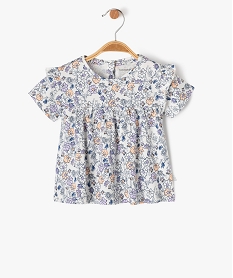 GEMO Tee-shirt manches courtes large à fleurs bébé fille - LuluCastagnette blanc chine