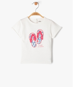 GEMO Tee-shirt à manches courtes à motif estival bébé fille blanc chine