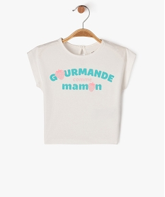 GEMO Tee-shirt manches courtes loose à message bébé fille blanc chine