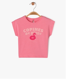 GEMO Tee-shirt manches courtes loose à message bébé fille Rose