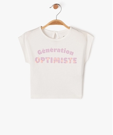 GEMO Tee-shirt manches courtes loose à message bébé fille beige standard