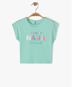 GEMO Tee-shirt manches courtes loose à message bébé fille vert standard