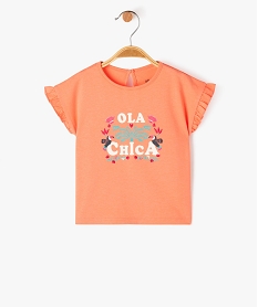 GEMO Tee-shirt manches courtes à volants bébé fille Orange