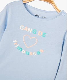 tee-shirt a manches longues a message bebe fille bleu tee-shirts manches longuesJ840801_2