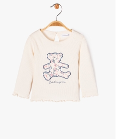 tee-shirt a manches longues avec motif ourson bebe fille - lulucastagnette beige tee-shirts manches longuesJ841101_1