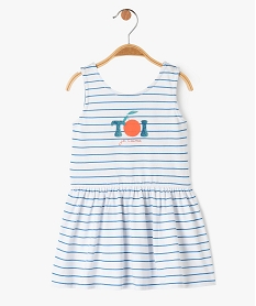 GEMO Robe courte sans manches en jersey rayé bébé fille Bleu