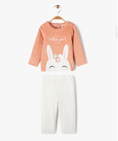 GEMO Pyjama 2 pièces en velours avec motif lapin bébé fille rose standard