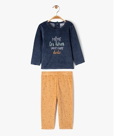 GEMO Pyjama 2 pièces en velours avec inscription brodée bébé garçon bleu standard