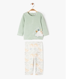pyjama 2 pieces en velours avec motifs dinosaures bebe garcon vertJ846801_1