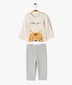 GEMO Pyjama 2 pièces en velours imprimé bébé blanc chine