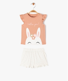 GEMO Pyjashort 2 pièces en coton avec motif lapin bébé fille rose standard