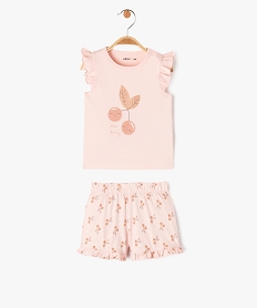 GEMO Pyjashort 2 pièces avec motif cerises bébé fille Rose