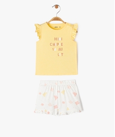 GEMO Pyjashort 2 pièces avec motif oiseaux bébé fille Jaune