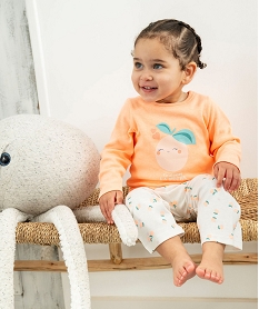 GEMO Pyjama 2 pièces en jersey de coton motif pêche bébé fille orange standard