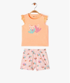GEMO Pyjashort 2 pièces avec motifs félins bébé fille Orange