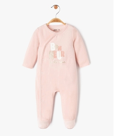 GEMO Pyjama en velours avec inscription pailletée bébé fille rose standard