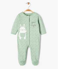 GEMO Pyjama dors-bien en coton avec motif lapin bébé garçon vert standard